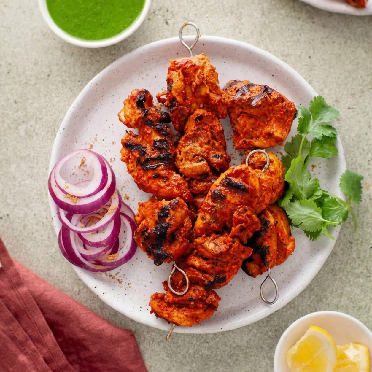 Chicken tandoori tikka char-grilled in wood-fired tandoor at A-One Restaurant Winnipeg